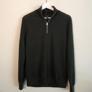 J. Crew Merino Half Zip Green Sweater size M NWOT